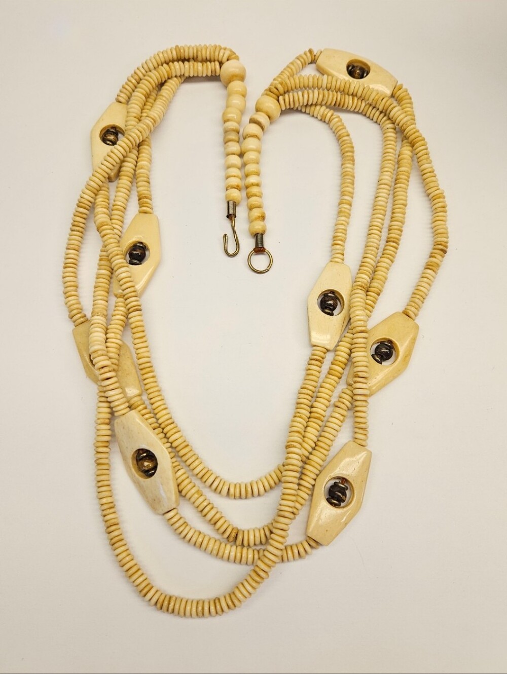 Carved Bone Multistrand Necklace